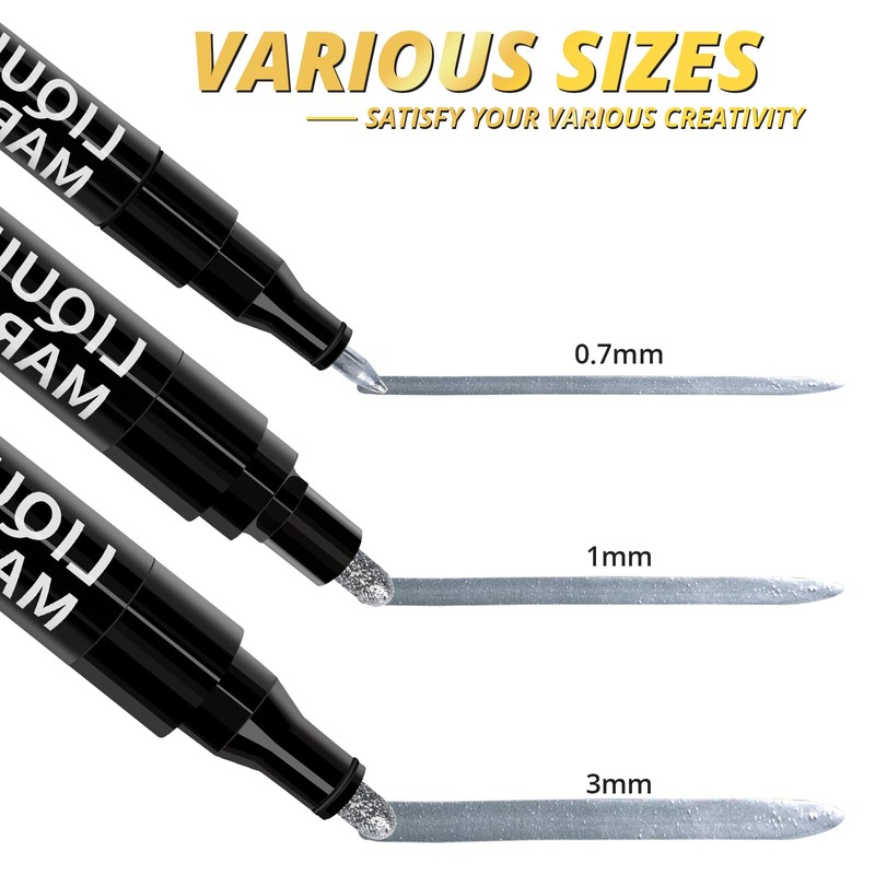 HTVRONT Silver Liquid Mirror Chrome Marker 3PCS - Paint Pen