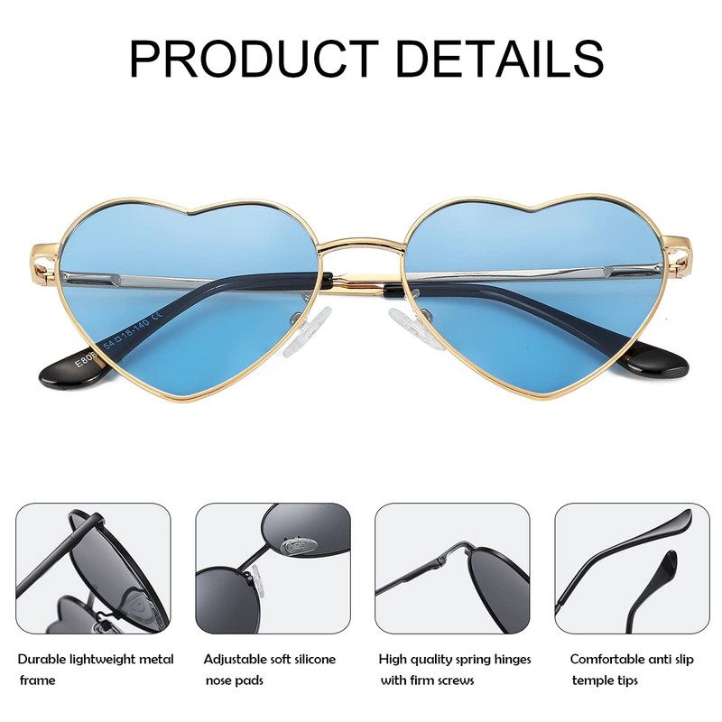 Polarized Heart Sunglasses for Women Fashion Lovely Style Metal Frame