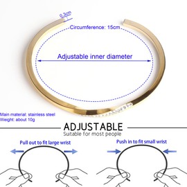 Dorriss Thin Open Bracelet for Women 18K Gold Plated Cuff Bracelets Adjustable Oval Clear Crystal Plain Polished Finish Bangle for Girlfriend Wife Mom Jewelry