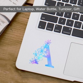 3 x Monogram Letter, Initial Decal, Single Letter Monogram, Vinyl Decal for Tumbler, Floral Alphabet Sticker, Botanical Alphabet Vinyl Decal, Last Name Vinyl Initial Decal, Set of 3