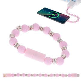 DJ.KEKAO Multicolor Short Type-C Fast Charging Data Bracelet Cable: Pink Glow · Rose Quartz Energy Bracelet Five Key Features(pink)