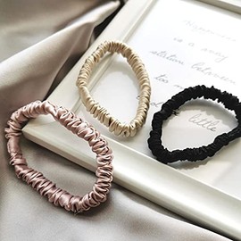 Silk Hair Scrunchies for Women and Girls, 100% Real Mulberry Charmeuse 19 Momme Pure Silk Hair Tie for Sleeping and Curly Hair, Real Silk Scrunchies for Hair