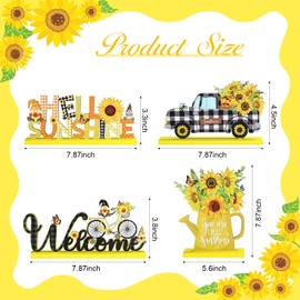 Blulu 4 Pcs Hello Spring Table Decorations Spring Easter Table Centerpieces Wooden Signs Decorations for Home Wooden Letter Blocks Party Ornament Farmhouse Easter Rustic Table (Vibrant Style)