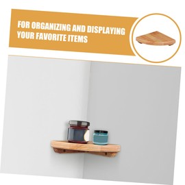 ADOCARN 2pcs Fan-Shaped Corner Shelf 6-Inch Rubberwood Wall Mounted Floating Storage Rack for Bathroom Bedroom Kitchen Organization