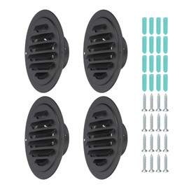 PATIKIL 3 Inch Round Air Vents, 4 Pcs Outlet Vents Cover Bulk Cover 304 Stainless Steel Louver Grille Cover Ducting Air Ventilation Wall Vent Cover for Ceiling Mount Bathroom Vent, Black