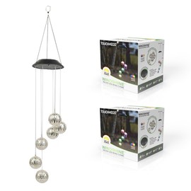 Touch Of ECO Solar Metal Orb Wind Chime Light - Color Changing RGB LED, Weather Resistant, 26 Inches Tall, 5 Inches Wide, Perfect for Home, Garden, Decoration - Packs: 2 Packs