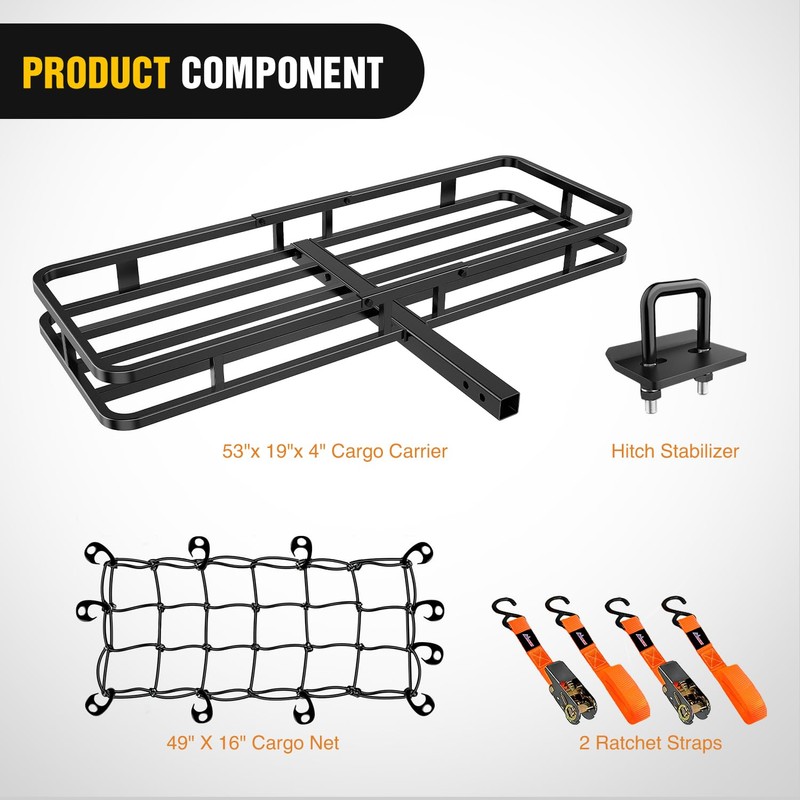 Nilight 53" X 19" X 4" Hitch Cargo Carrier Fits