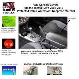 Auto Console Covers- Fits The Toyota RAV4 2006-2013 Center Console Armrest Cover Waterproof Neoprene Fabric- Black