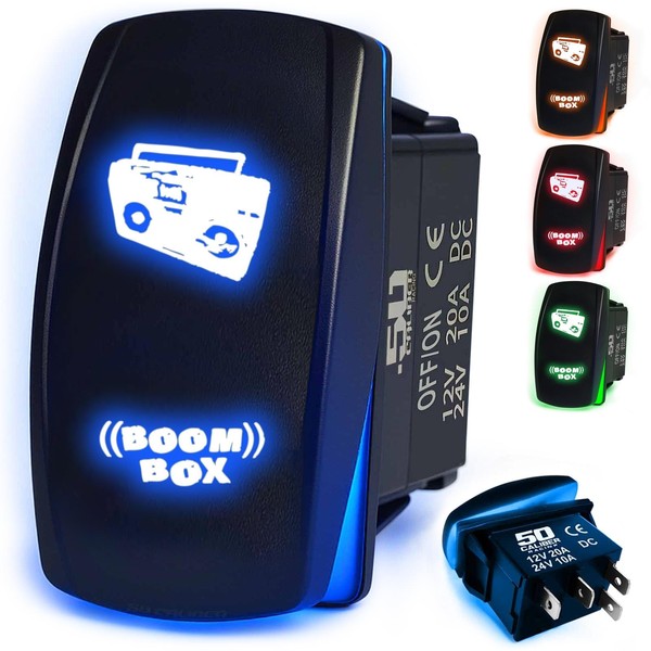 50 Caliber Racing Rocker Switch ON/Off Boom Box- LED Backlit