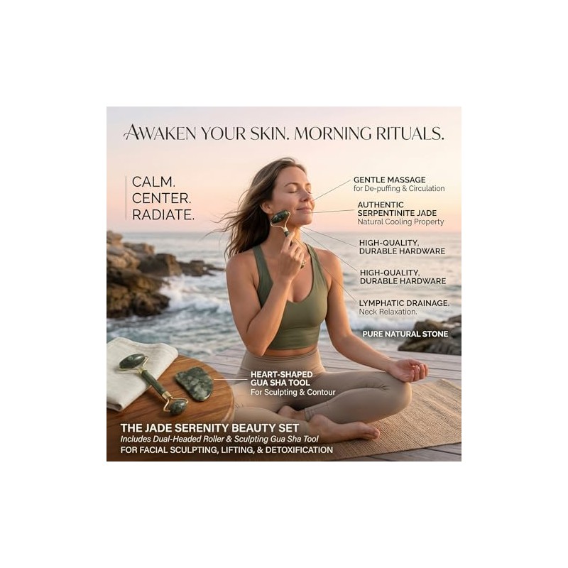 Jade-Style Facial Roller Massage Tool, Portable Beauty Roller for Cooling-Feel