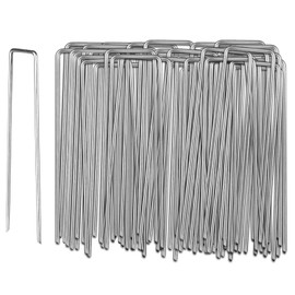 100 Pack Galvanized Landscape Staples, 6 Inch U-Shaped Heavy Duty Tent Stakes, Lawn Fabric Garden Stakes for Landscaping Securing, Irrigation Tubing, Fences