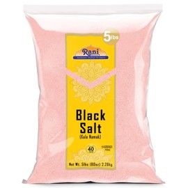 Rani Black Salt Powder (Kala Namak) Mineral 80oz (5lbs) 2.27kg Bulk ~ Unrefined, Pure and Natural | Vegan | Gluten Friendly | NON-GMO | Kosher | Indian Origin | Perfect for Tofu Scramble