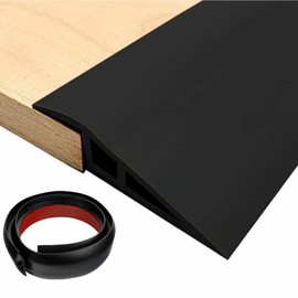 Floor Transition Strip PVC Door Threshold Ramp Doorway Edge Trim Flooring Edging Trim for Laminate Doorway Carpet Tile Floor Edge Threshold from 1/2" to 3/5" (Black, 3.3Ft)