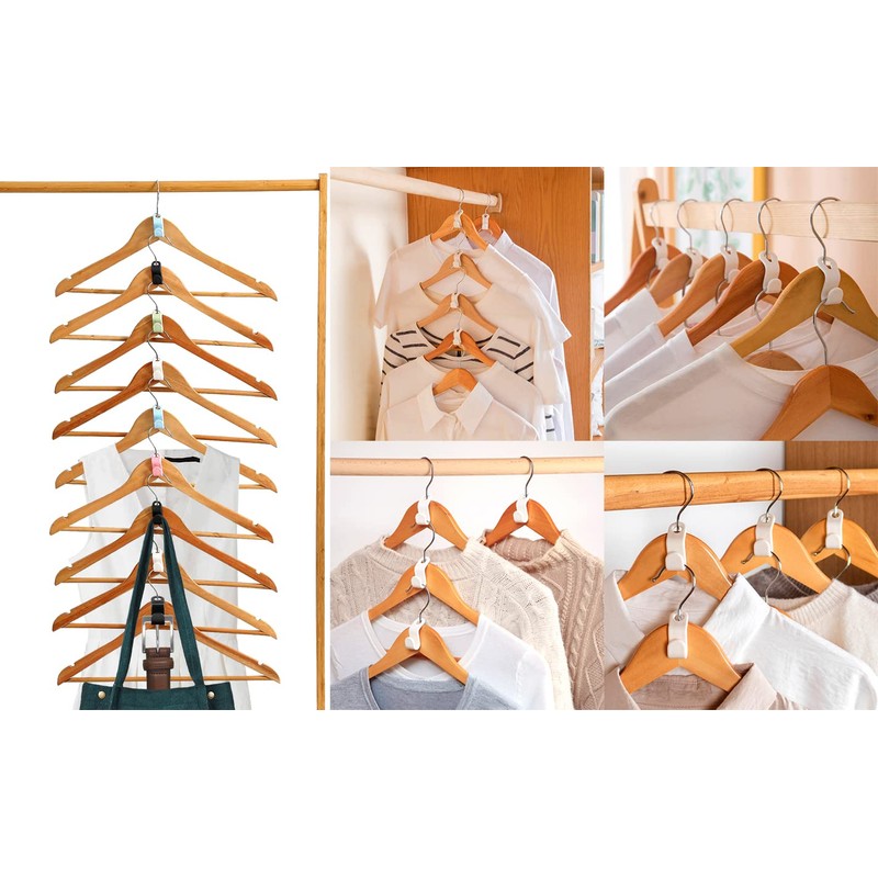 HOLLIHI 60 Pcs Clothes Hanger Connector Hooks,Plastic Cascading Hanger Hooks