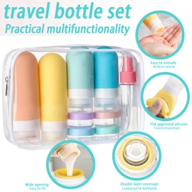 kingkindsun Reiseflaschen-Set, auslaufsichere Silikon-Behälter für Toilettenartikel, nachfüllbares Zubehör für Shampoo, Lotion und Körper, 16 Stück