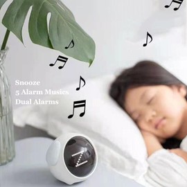 Chesoon Kids Wake-up Alarm Clock Report Punctually with Voice-Activated Night Light Adjustable Brightness Temperature Detection Snooze Function for Boys Girls White