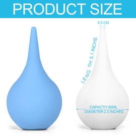 2 Pack Ear Syringe 3oz / 90ml Hand Bulb Syringe Ear Washing Squeeze Bulb, Rubber Squeeze Bulb Ear Syringe Ball Laboratory Tool