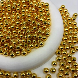 CrzBeadss Pearls No Holes, 500pcs Golden Loose Pearls for Crafting, 5mm Pearls Beads for DIY, Table Scatter, Home Wedding, Birthday Party, Home Decorat, Wedding, Birthday Party