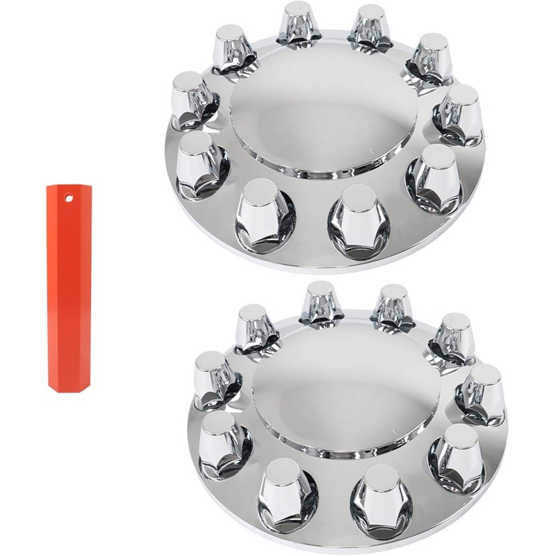 2 Chrome Front Hub Axle Cover Center Caps with 33mm