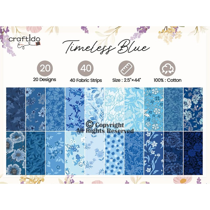 Craftido-18 Options-100% Cotton Jelly Roll Fabric Precut Strips for Quilting,