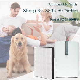 KC-850U Replacement Filter for Sharp KC-850U Air Purifier Part # FZ-C100HFU, 2 pack HEPA Filter