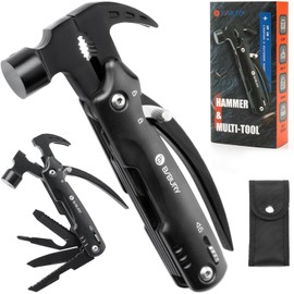 BIBURY Multitool Hammer for Manner, 12 in 1 Hammer Idea Gift for Men Dad Husband Camping Accessories Hammer Multi Tool for Camping, Hiking, Emergency and Outdoor Survival