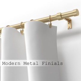 Gold Curtain Rods 160 inch, Extra Long Curtain Rod for Windows 120-160 inch, 1 inch Heavy Duty Drapery Rod for Outdoor Patio, Living Room, Bedroom, Modern Adjustable Curtain Pole 10-13ft