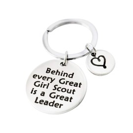 Meiligo Girl Scout Leader Gift Behind Every Great Girl Scout is a Great Leader Keychain Scout Leader Gift Troop Leader Gift (Scout Leader Keychain)
