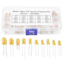 Kit de Capacitores de Tantalio, 100 Piezas, 16V, 1uF-100uF, con Caja Organizadora