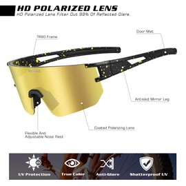 BOWILL Polarized Sunglasses for Men Women, Sporty Youth Glasses with UV 400 Protection for Cycling, Baseball, Driving