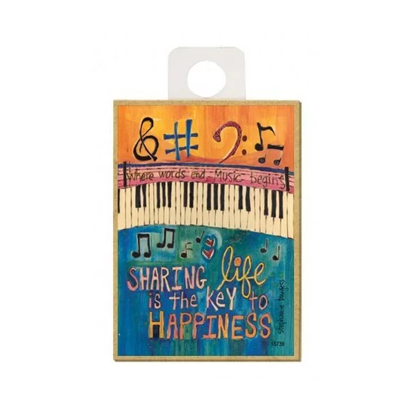 Where words end Music Begins Sharing life...Wood Fridge Magnet 2.5x3.5