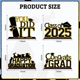 (4 Pcs) KSKSPE Graduation Decorations Party Supplies Table Centerpieces,Graduation Theme Design and Sturdy Wooden for Graduation Party Favors Decorations,Black