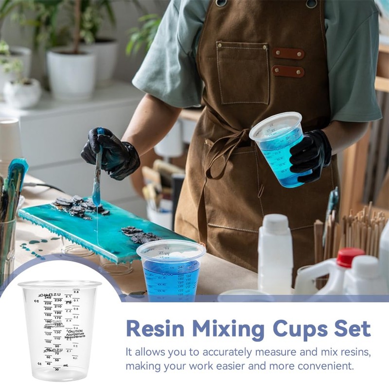 Vurixfo 50 Pcs Epoxy Resin Mixing Cups, 8oz Resin Measuring