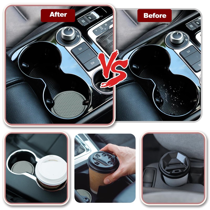 sourcing map 2pcs Car Cup Coasters Universal PVC Car Cup