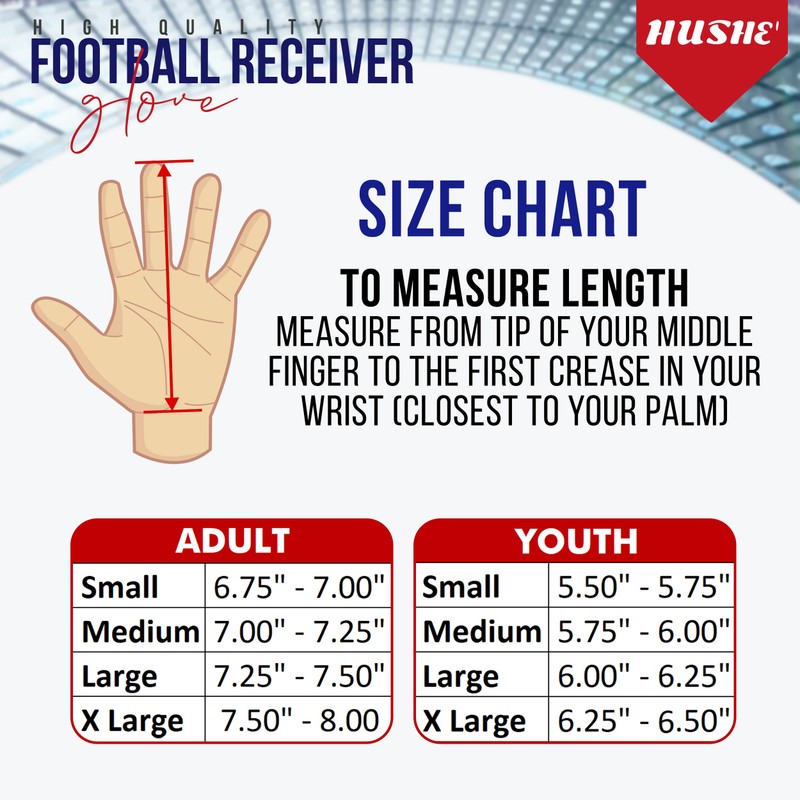 Hushe' Football Gloves (Blue Red Eagle, Adult Medium)