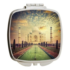 Island Gifting - Image of the Taj Mahal at sunrise - a stunning India Landmark - Square Compact Mirror - Travel Mirror