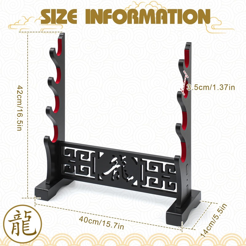 Barydat 4 Tier Katana Sword Stand with Cutout Design