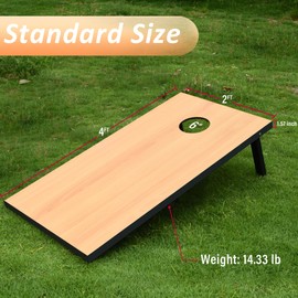 Yeeloon Cornhole Set, Regulation Size Cornhole Boards with 8 Bean Bags and Carrying Case, 4 ft x 2 ft Corn Hole Outdoor Game Toss Board for Adults Outside Activities