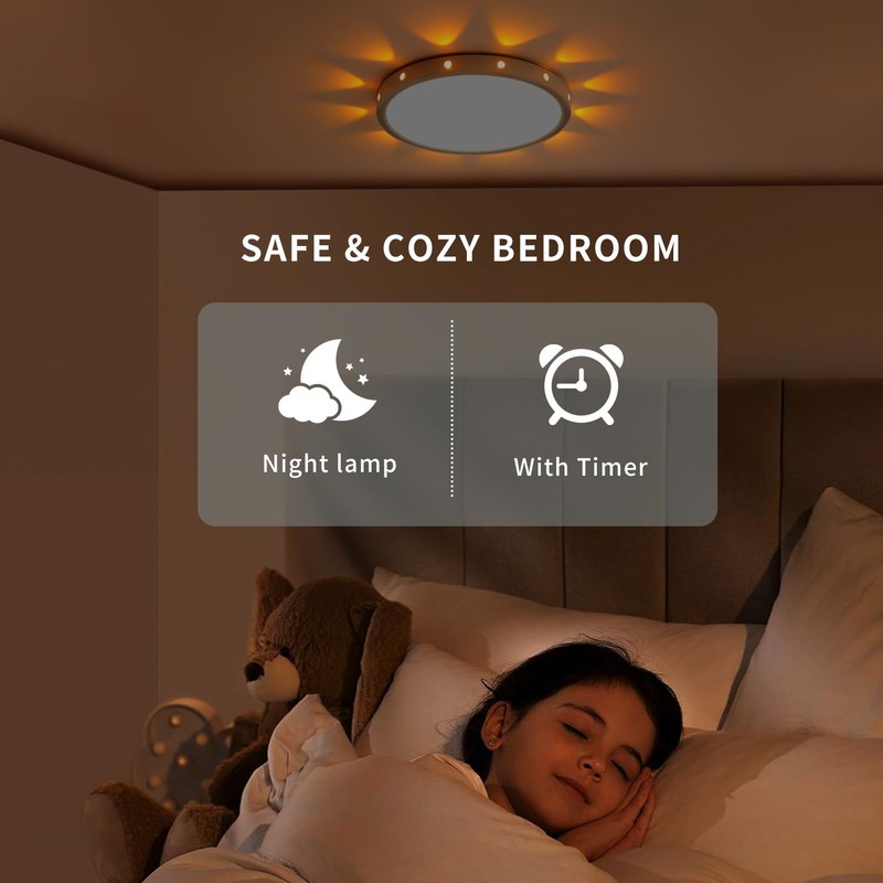 Anmaice 12in 24Watt Flush Mount led Ceiling Light fixtures.Remote Control