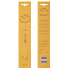 HERB & EARTH Bamboo Incense - Bergamot - 20 Sticks by Nippon KODO, Japanese Quality Incense Since 1575, H&E