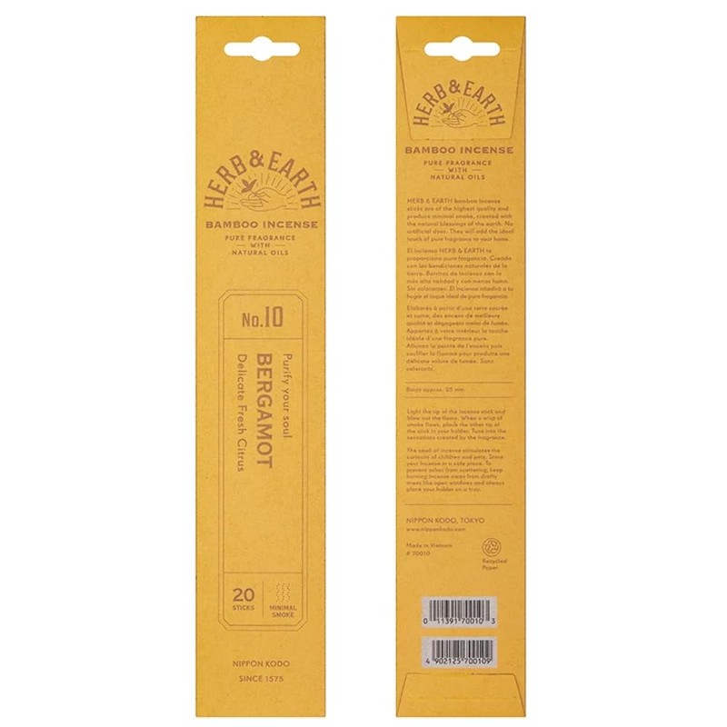 HERB & EARTH Bamboo Incense - Bergamot - 20 Sticks