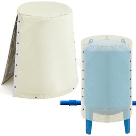 3 Way Round Water Well Tank Cover Insulated 24"w x 34"h Weatherproof Water Pressure Tank Jacket Multiple Layers Material Outdoor Well Insulation Blanket for Yard Outside Winter Freeze Protection