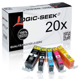 Logic-Seek Printer Cartridges Set of 20 for Canon MG5350 / MG5250 Compatible with PGI525BK / CLI526BK / CLI526C / CLI526M / CLI526Y