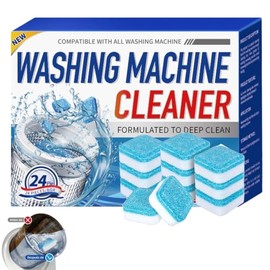 24 Pack Efervescentes Limpiador Tabletas Lavadora, JASUVII Detergente desincrustante para lavadora, Elimina Olores, Suciedad y Acumulaciones, Aplicabl