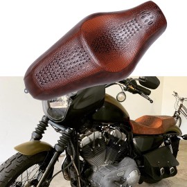 KEEPDSGN Brown Alligator Motorcycle Driver Passenger Two Up Seat for Harley Iron 1200 883
