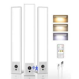 EZVALO 3 Pack Under Cabinet Lighting, 2400mAh Rechargeable Motion Sensor Light, 10inch Magnetic Closet Lights with Dimmable & 3 Color Temps, Wireless Motion Activated Lights with Remote for Kitchen