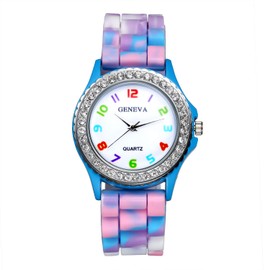Lancardo Women's Quartz Watch Rhinestone Rainbow Color Silicon Jelly Fun Play Colorful Casual Dress Wrist Watches Birthday
