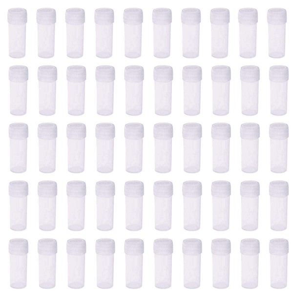 5ml Plastic Test Tubes Small Bottle Vial Storage Vial Storage Container for Lab -50pcs