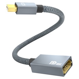 Mini DisplayPort to DisplayPort 1.4 Adapter, with 8K@60Hz 4K@144Hz/120Hz 2K@240Hz/144Hz/120Hz, 32.4Gbps, HDR DLSS FSR DSC1.2a HDCP FreeSync G-SYNC for Laptop, PC, Intel NUC, Tablet, Monitor (20CM)