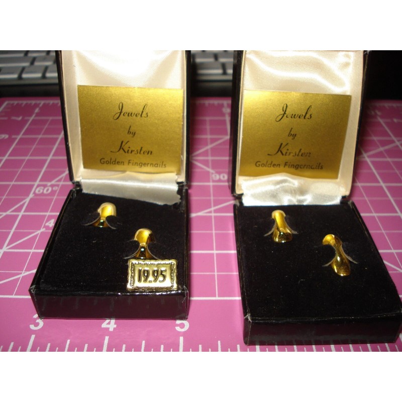 kirsten Vintage Golden Fingernails 18Kt Electroplated Metal Nails 2 Sets